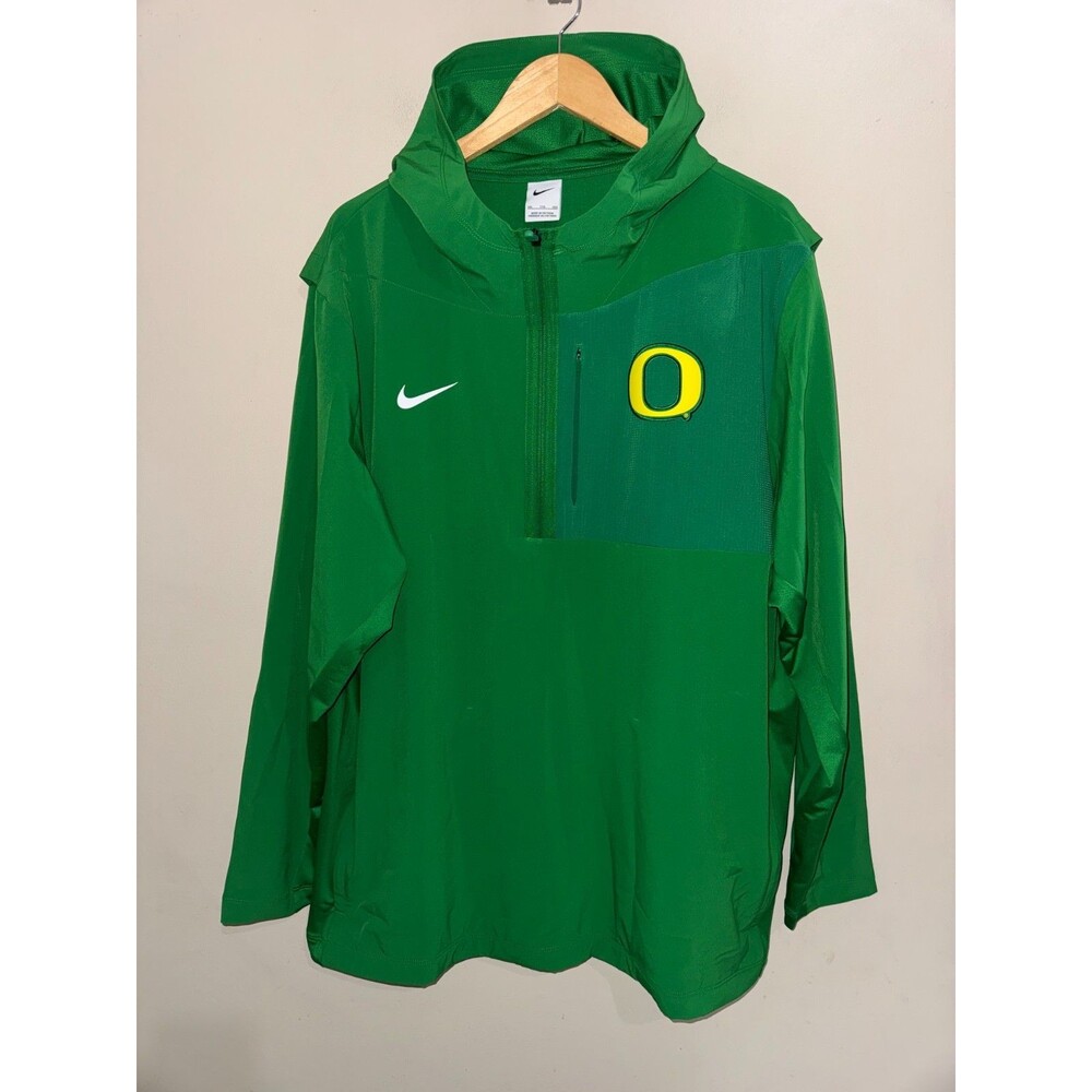 Men's 2XL Nike Oregon Ducks Football Team Issue PE Pregame 1/4 Zip Hooded Jacket